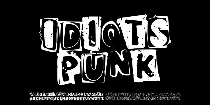 Font vector. Alphabet Hand Drawn Punk Graffiti Alphabet Vector Font