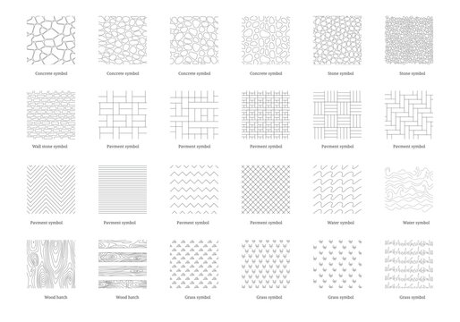Landscape Architecture CAD Hatch Pattern Set Grass Water Stone Wall Texture Elements Collection