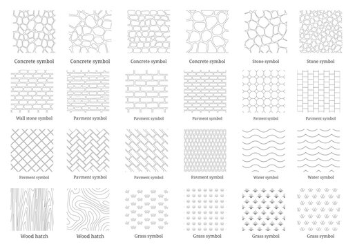 Landscape Architecture CAD Hatch Pattern Set Grass Water Stone Wall Texture Elements Collection