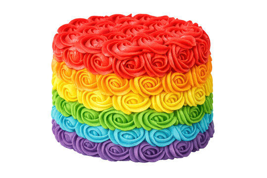 Rainbow rosette cake for pride celebration with transparent background