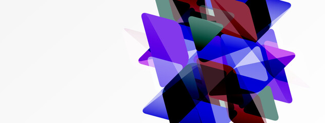 Obraz premium Abstract shapes overlap, creating vibrant color blends. White space dominates composition, offering visual contrast.