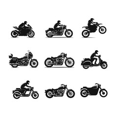 Fototapeta premium Collection of Motorcycle Silhouettes.