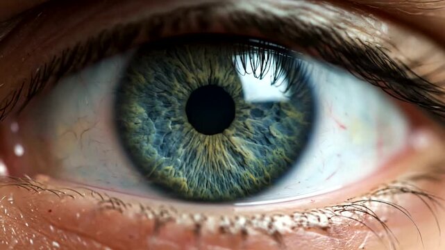 Close-up of a Human Eye with Detailed Iris and Pupil.