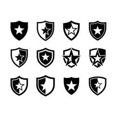 Obraz premium Collection of Shield Icons with Stars.