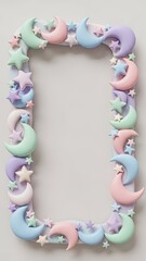 Naklejka premium Decorative frame with moons and stars