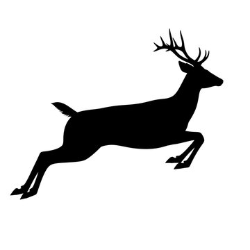 Silhouette of a leaping deer with antlers 1.