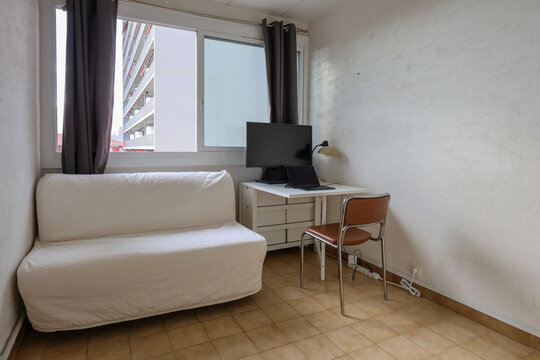 Cozy and minimal  Workspace With a Computer in a Sunny apartment