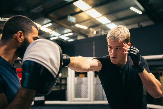 Martial artist practicing punches