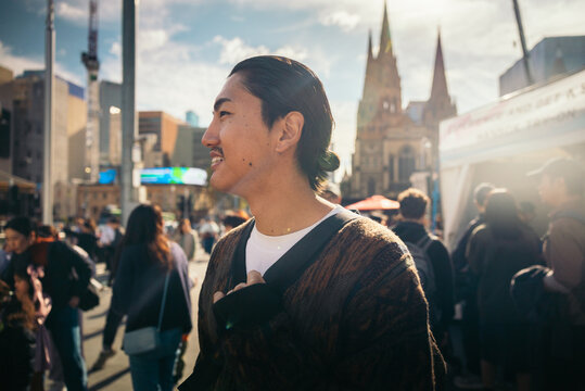 Portrait of an Asian Man in Federation Square