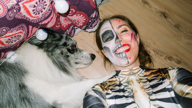 Halloween selfie with a dog