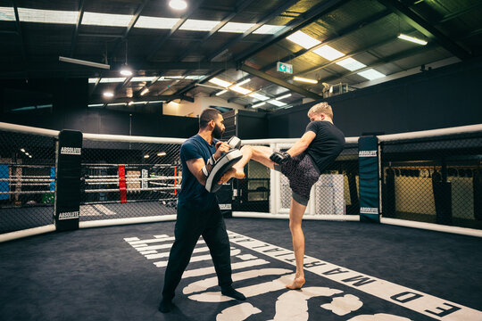 MMA training in a professional gym setting