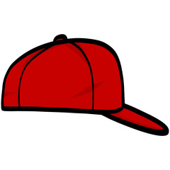 Red Baseball Cap Hat Drawing Vector Illustration
