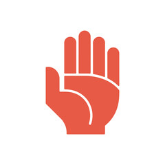 Obraz premium A large orange hand icon on a white background