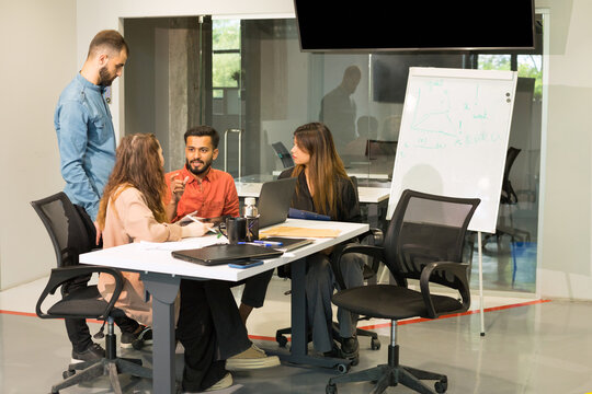 Multiracial group of people working at office.