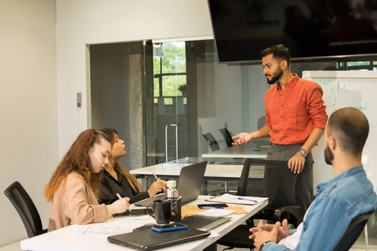 Multiracial group of people working at office.