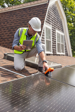 Home Solar Panel engineer tablet computer