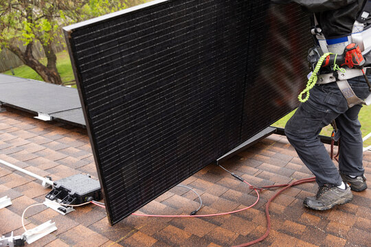 Solar Professional  technician installation panel