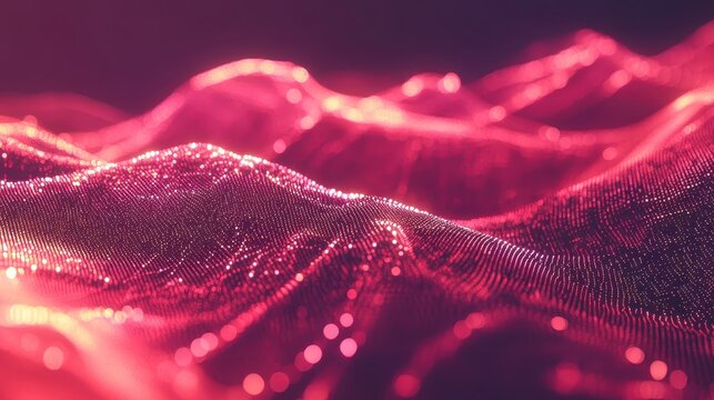 Vibrant data visualization with flowing lines and sparkling particles on a dark tech background