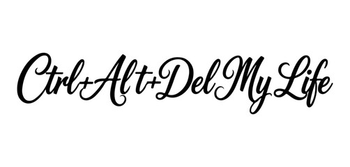 Ctrl Alt Del My Life - humor quote hand lettering typography in black ink calligraphy