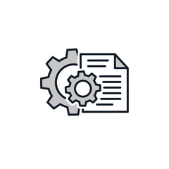 Gear and Document Icon Representing Process and Workflow.