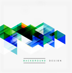 Fototapeta premium Abstract geometric shapes overlap, creating vibrant colorful pattern. Modern design element for backgrounds, presentations.