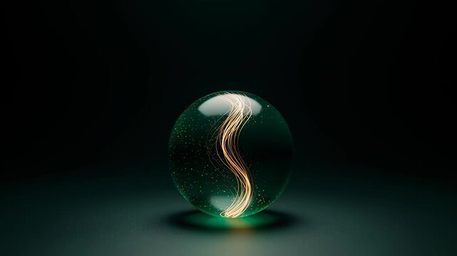 Slow Motion Firefly Orb with Golden Threads - 4K Cinematic Footage