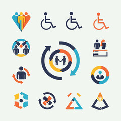 Fototapeta premium Diverse People Icons Representing Inclusion and Accessibility in Modern Design
