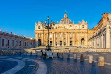 Fototapeta premium St. Peter's basilica on Saint Peter's square in Vatican, center of Rome, Italy (translation 