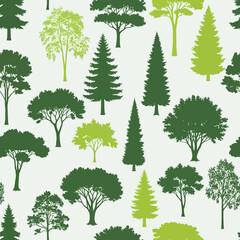 Obraz premium Collection of various green trees in different shades illustrated together
