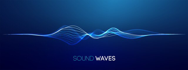 Background music with wave sound voice and soundwave. Tech ai abstract with pattern and background. Music wave neural graphic virtual modern business connect bg harmonic techno artificial neon data. © RDVector