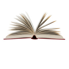 Fototapeta premium An open book with pages fanned out on transparent background
