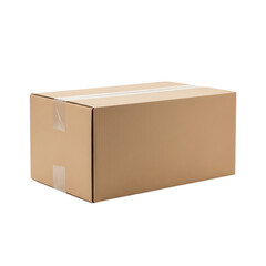 A brown cardboard box on transparent background