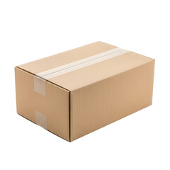 A brown cardboard box on transparent background
