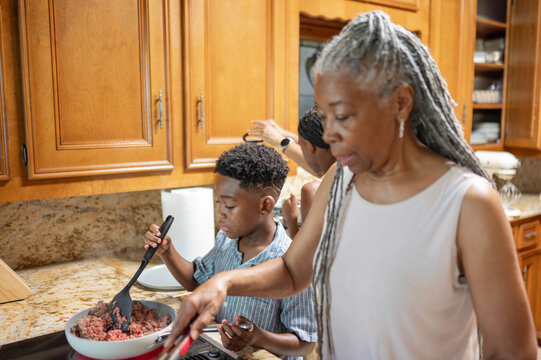 Grandmother showing me how to cook breakfast