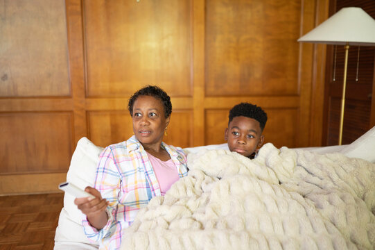 Grandmother finds something to watch with grandson