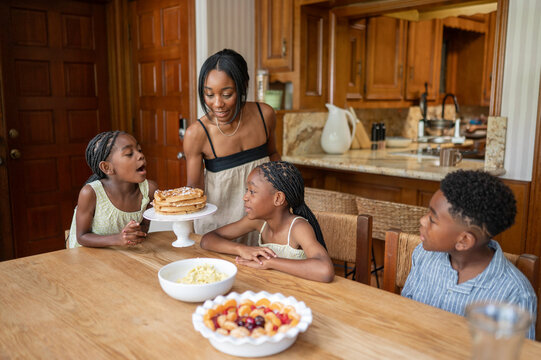 Mom brought us waffles for breakfast