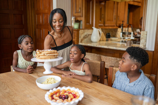 Mom brought us waffles for breakfast