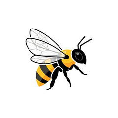 A cartoon bee flying on transparent background
