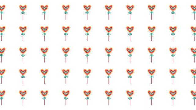 Repeating heartshaped lollipop illustrations on white background. Suitable for valentines day designs, lovethemed projects, and sweetthemed graphics.