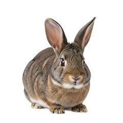 Fototapeta premium A cute brown rabbit sitting on a transparent background looking directly at the camera