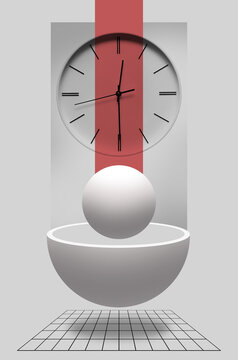 Surrealistic sphere and clock