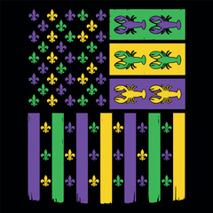 Fototapeta premium Mardi Gras Fleur De Lis Striped Flag Illustration