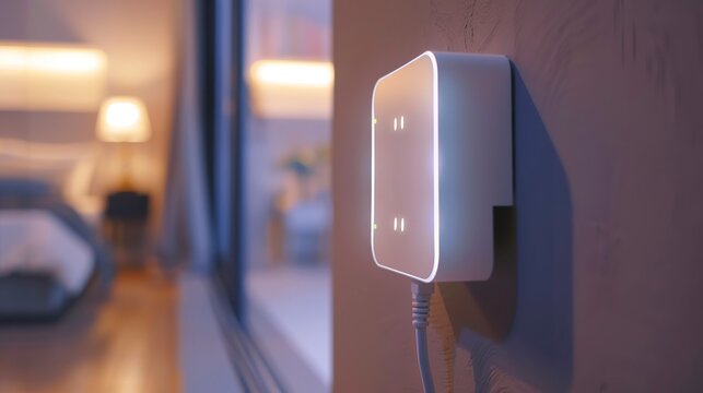 A photo of a Wi-Fi extender plugged