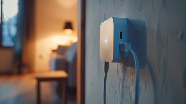 A photo of a Wi-Fi extender plugged