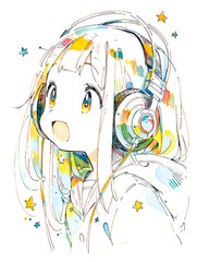 音楽を聴く女性の横顔