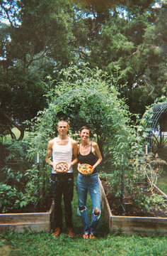 Couple Together in Home Garden