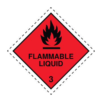 Flammable Liquid Hazard Label Class 3 &ndash; Dangerous Goods Red Diamond Warning Placard for Transport, Storage, Shipping and Industrial Chemical Safety Compliance