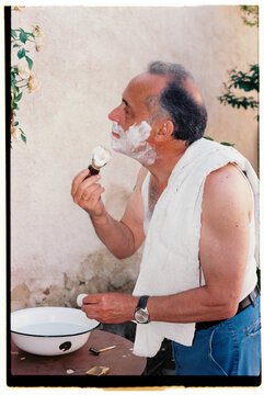 A morning shaving routine