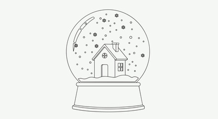 A snow globe with a house inside and snowflakes falling around it