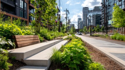 Obraz premium Rapid Transformation of Vacant Lot into Vibrant City Park with Greenery